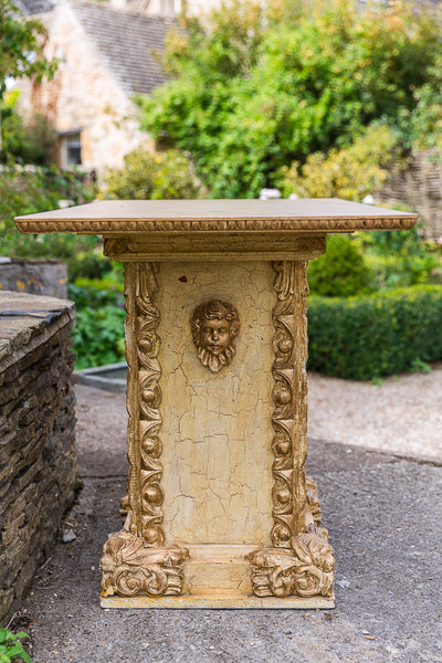 Mexican Carved Painted and Gilt Pedestal Table