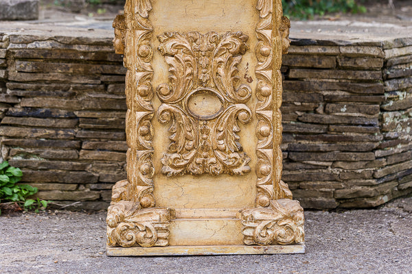 Mexican Carved Painted and Gilt Pedestal Table