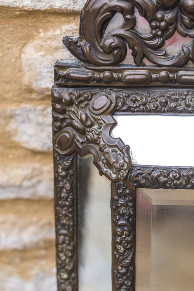 19th Century French Louis XIV Bronze Effect Mirror