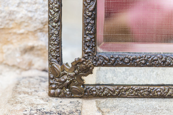 19th Century French Louis XIV Bronze Effect Mirror