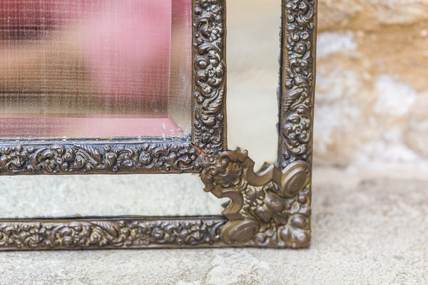 19th Century French Louis XIV Bronze Effect Mirror