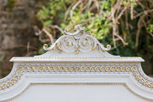 A French Louis XV Style Pale Grey Painted Headboard