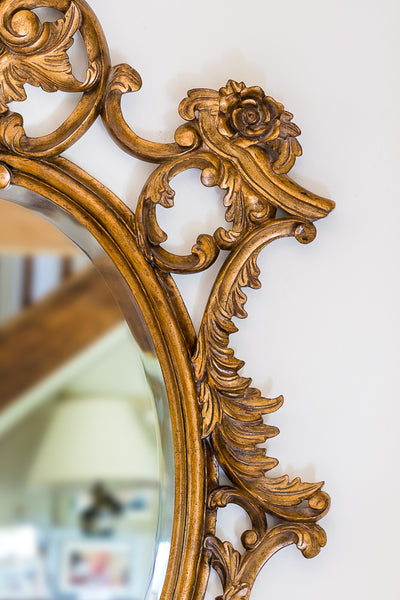 Mahogany Gilt Painted Framed Oval Mirror
