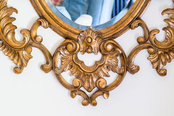 Mahogany Gilt Painted Framed Oval Mirror