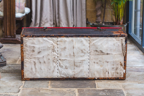 17th Century Spanish Antique Leather Ships Trunk