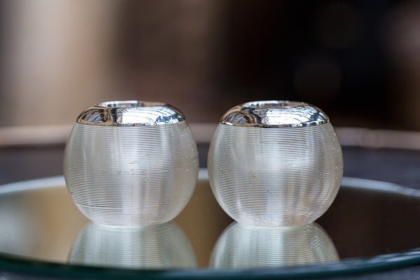 Offbeat Interiors - A Pair of Ribbed Clear Glass Match Strikers