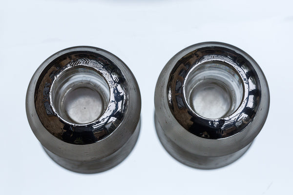 Offbeat Interiors - A Pair of Ribbed Clear Glass Match Strikers