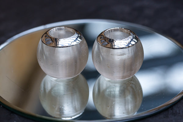 Offbeat Interiors - A Pair of Ribbed Clear Glass Match Strikers