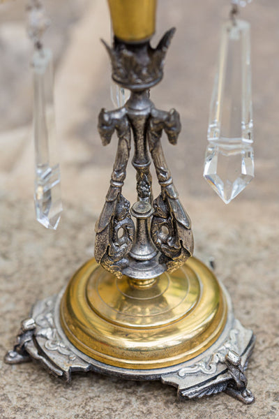 Offbeat Interiors - A Pair of silvered and Gilt metal Lustre Candlesticks