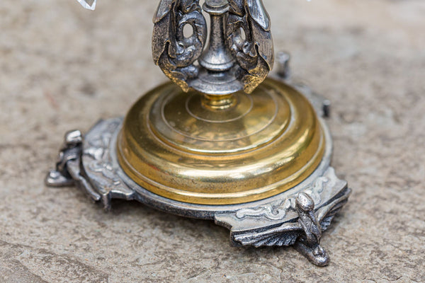 Offbeat Interiors - A Pair of silvered and Gilt metal Lustre Candlesticks