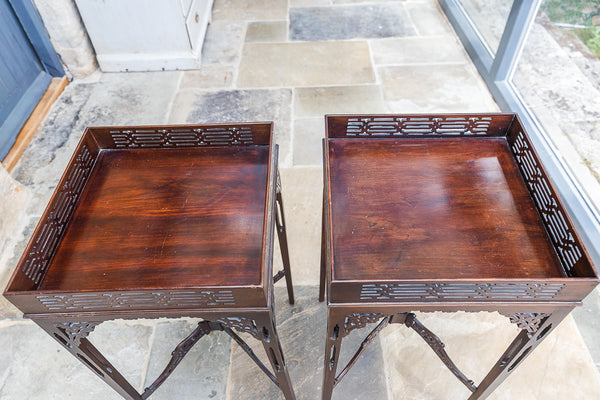 Nineteenth Century Mahogany Chinese Chippendale Side Tables