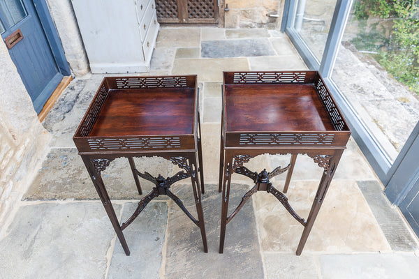 Nineteenth Century Mahogany Chinese Chippendale Side Tables