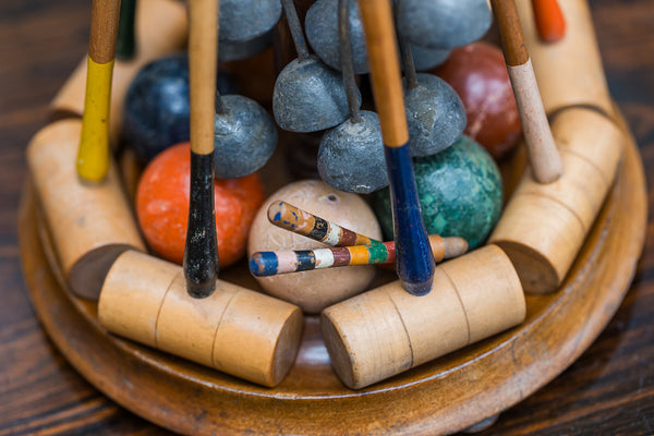 Victorian Mahogany Table Croquet Set