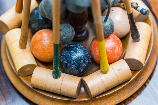 Victorian Mahogany Table Croquet Set