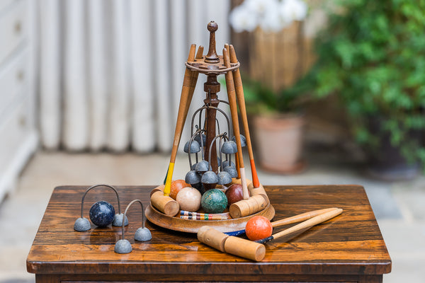 Victorian Mahogany Table Croquet Set