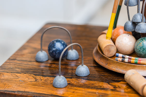 Victorian Mahogany Table Croquet Set