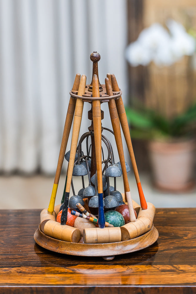 Victorian Mahogany Table Croquet Set