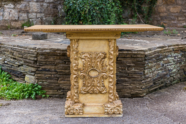 Mexican Carved Painted and Gilt Pedestal Table