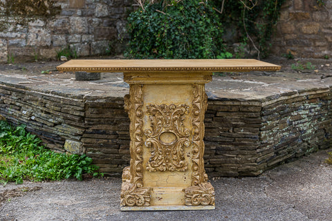 Mexican Carved Painted and Gilt Pedestal Table