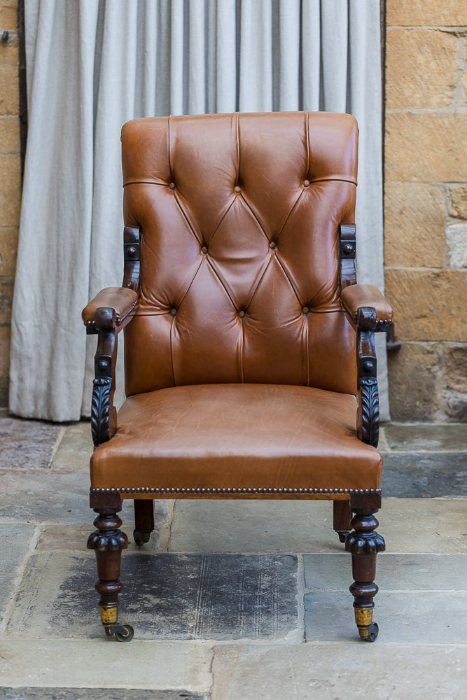 19th Century Rosewood Library Armchair