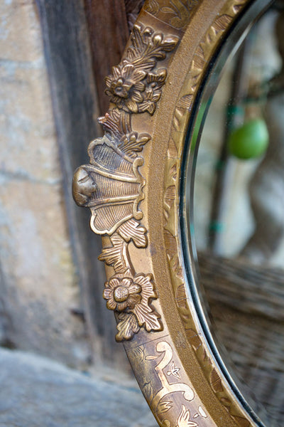 Offbeat Interiors - Nineteenth Century French Guilt Gesso Circular Wall Mirror