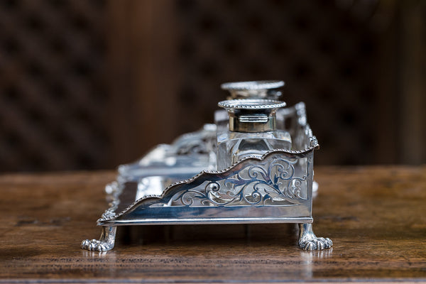 Asprey of London Silver Double Ink Stand