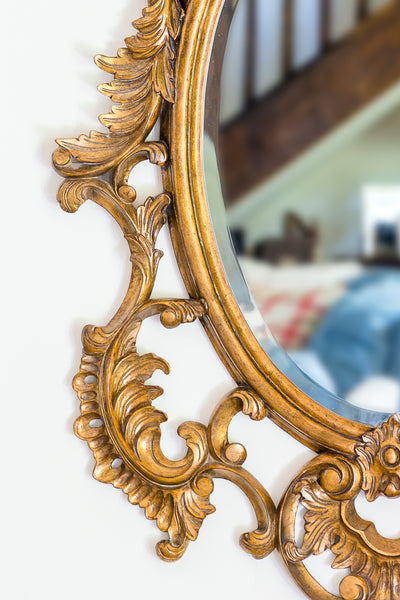Mahogany Gilt Painted Framed Oval Mirror
