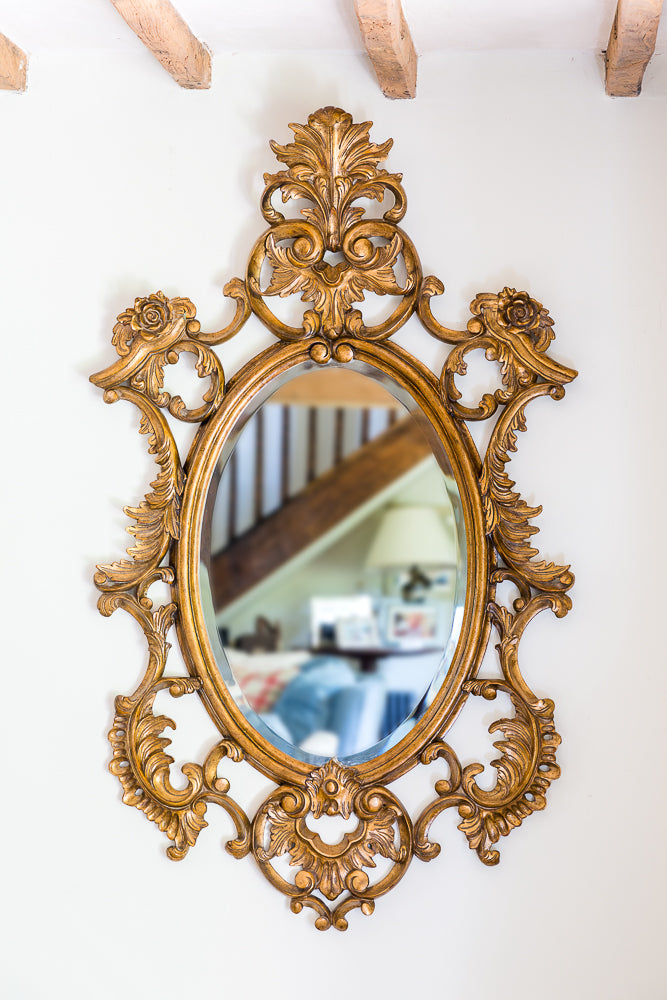 Mahogany Gilt Painted Framed Oval Mirror
