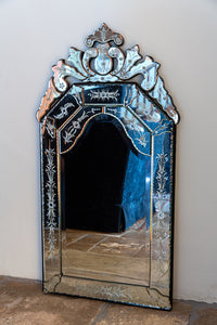 Venetian Cut and Etched Glass Mirror