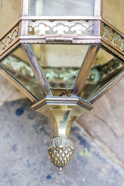 Brass Lanterns pinecone close up finial detail
