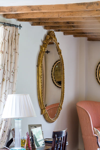 Antique French gilt gesso mirror with lamp