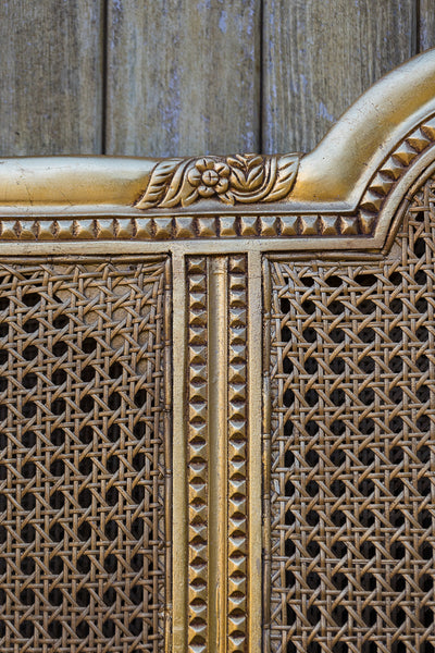 French Style Gilt and Canework Bergere Superking Bed