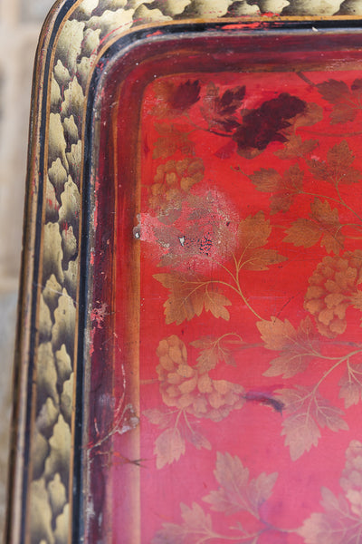 Chinoiserie Style Red Lacquer Tray Table