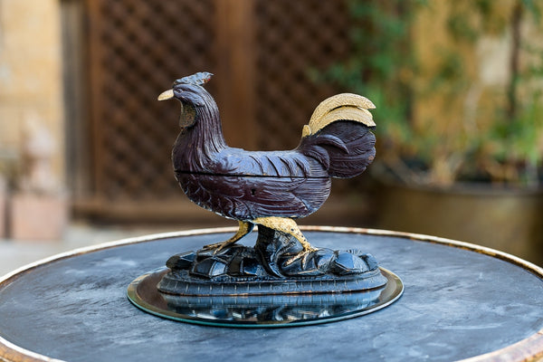 Offbeat Interiors - A Black Forest Carved Wooden Novelty Chicken Jewellery Casket