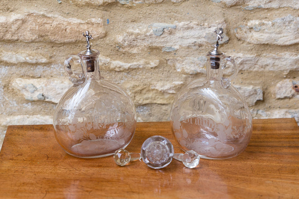 Offbeat Interiors - A Pair of Victorian Glass Spirit Decanters
