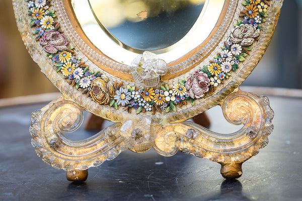 Offbeat Interiors - Antique Italian Micro Mosaic Table Mirror