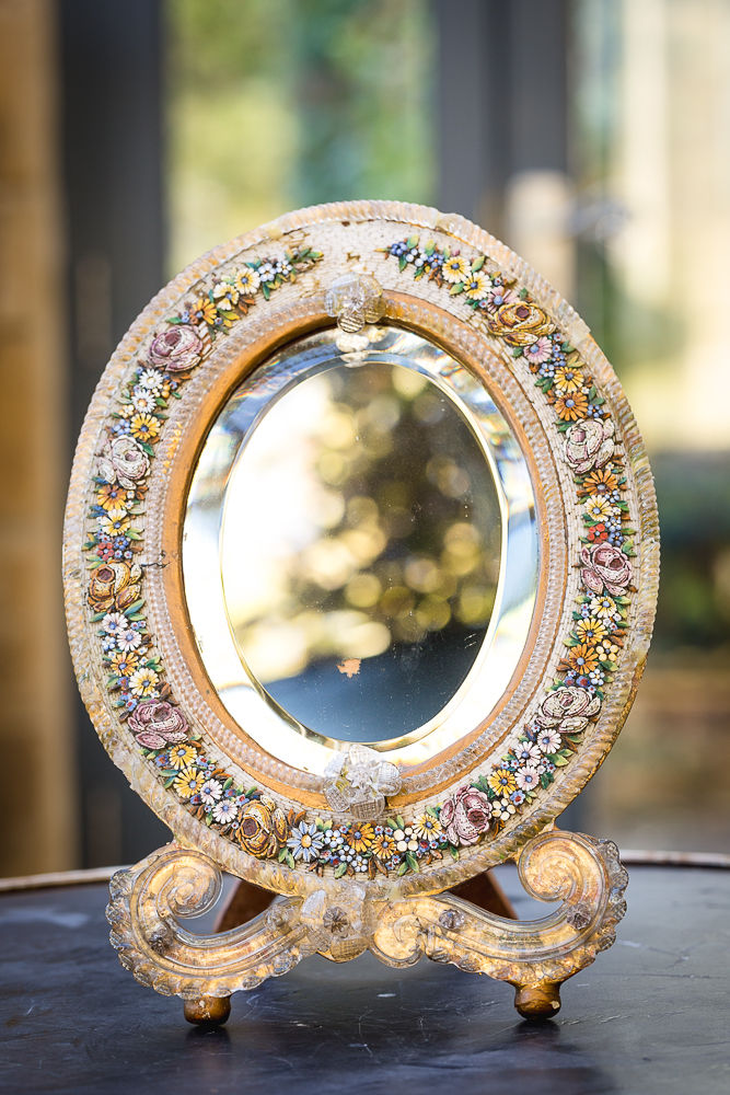 Offbeat Interiors - Antique Italian Micro Mosaic Table Mirror