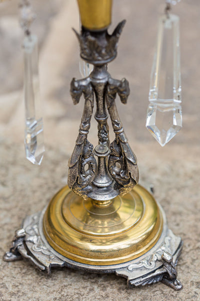 Offbeat Interiors - A Pair of silvered and Gilt metal Lustre Candlesticks
