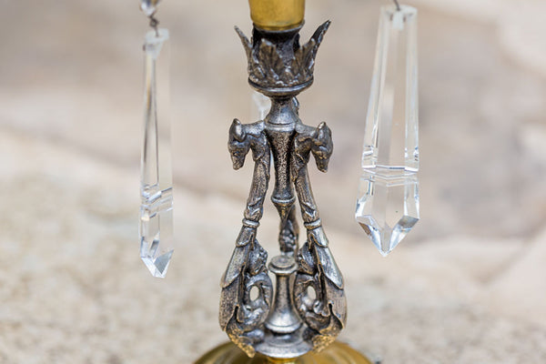 Offbeat Interiors - A Pair of silvered and Gilt metal Lustre Candlesticks