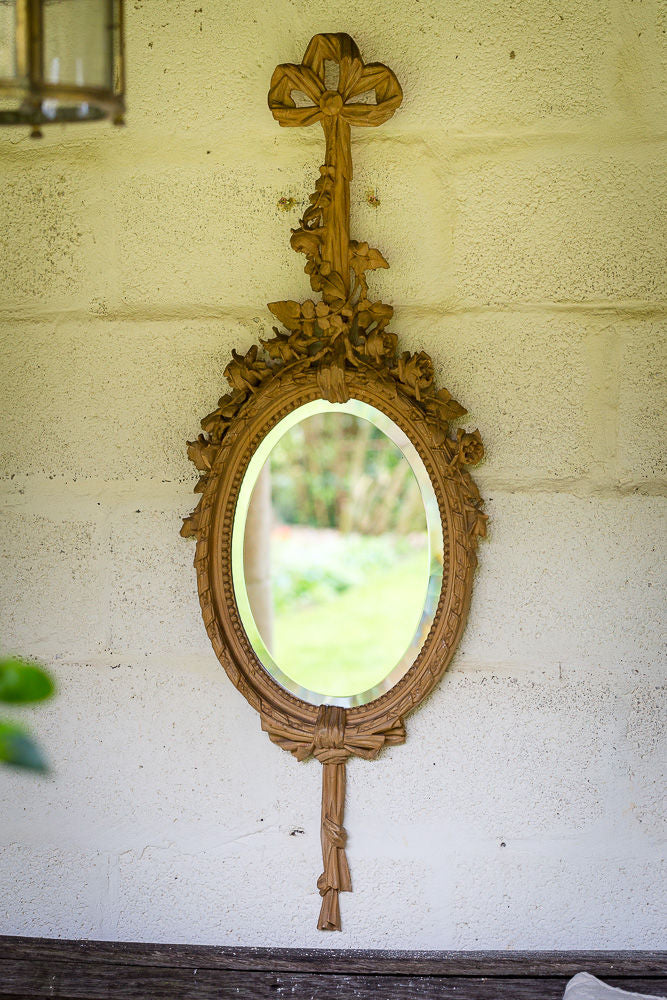 Offbeat Interiors - Carved and Polished Pine Framed Mirror